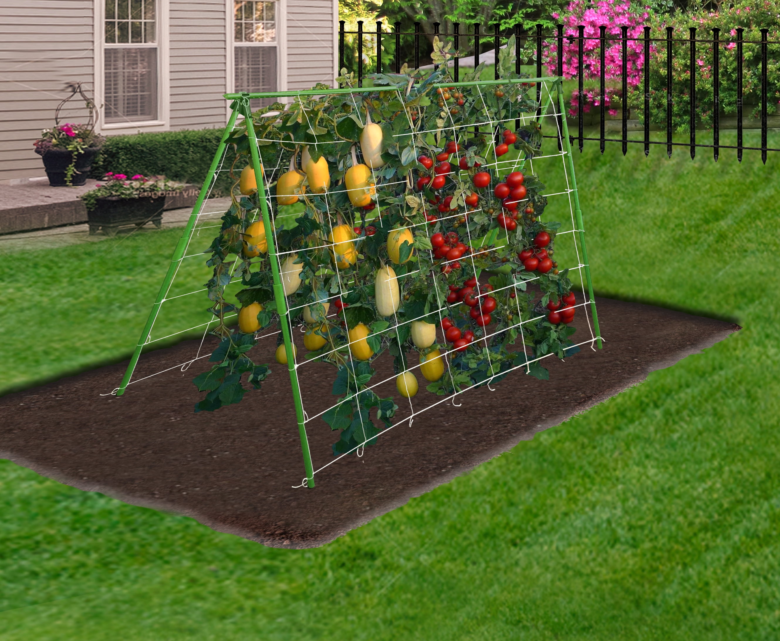 Dalen Trellis Netting Kit for Vertical Gardening – Heavy Duty Material – Tangle Free Nylon - 6" Mesh - 5/8 in Pole Structure