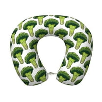 Disketp Cute Broccoli Travel Pillow Memory Foam Neck Pillow Support Pillow for Camping, Sleeping Rest Cushion Airplane Pillow