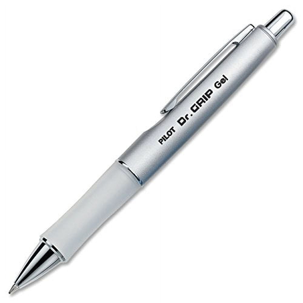 Pilot Dr. Grip Limited Retractable Rolling Ball Gel Pen, Fine Point, Platinum Metallic Barrel, Black Ink 3 Pen (36272) with 6 Black Ink Refill