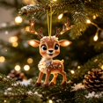 thumbnail image 4 of Hyknon Cute Acrylic Christmas Ornaments Pendant, Clear 2D Flat Festive Decor with Hanging Rope, Thick Reindeer Rearview Mirror Pendant, Portable Hanging Decor for Xmas Tree Car Backpack Holiday Gifts, 4 of 7