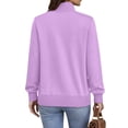 thumbnail image 5 of Weikingp Sweatshirts for Women Plain Oversized Sweatshirt Women'S Snap Button Pullover Tops Casual Long Sleeve Stand Neck Lightweight Sweatshirt Jumpers for Women Casual Henley Shirt Purple 3XL, 5 of 5