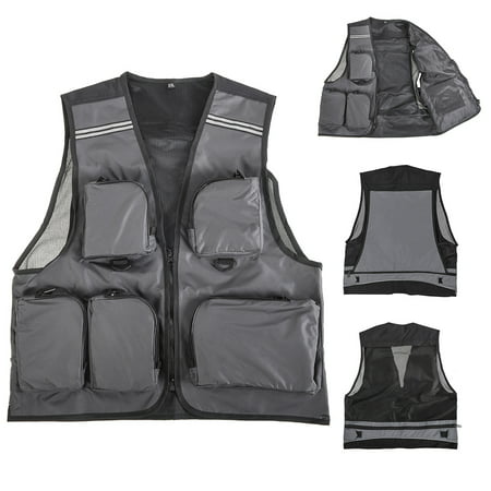 Men Outdoor Vest Multi-Pocket Mesh Breathable Sleeveless Fishing Vest Travel