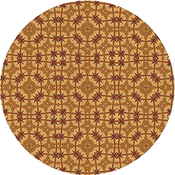 Ahgly Company Machine Washable Indoor Round Transitional Mahogany Brown Area Rugs, 6' Round