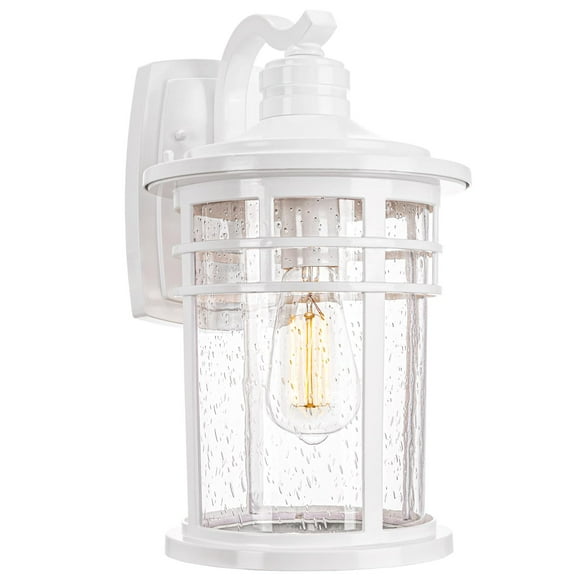 Lámparas de pared para exteriores Darkaway, 38 cm, cristal blanco con semillas