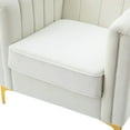 thumbnail image 4 of Accent Chair, Modern Upholstered Armchair Club Chair with Metal Legs and Thicken Armrest, Tufted Couch Single Sofa Chair with Soft Seat Cushion for Living Room, Bedroom, Ivory, 4 of 7