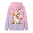 thumbnail image 4 of Kiijoy Girls Casual Zip Up Hoodie Kids Cute Animal Graphic Sweatshirt, Pink, Sizes 8-9Y, 4 of 4