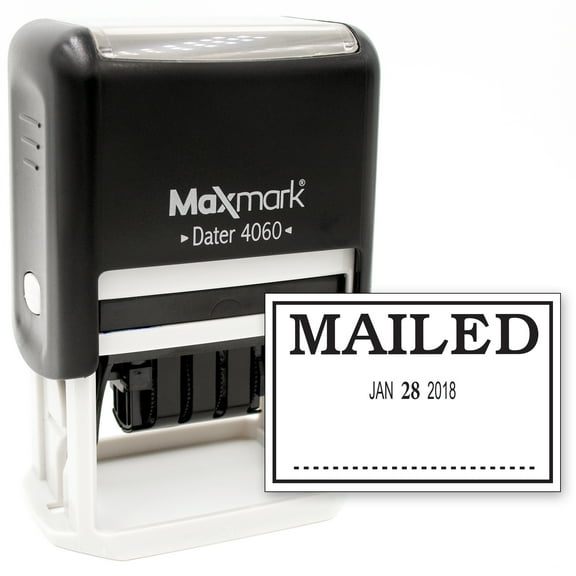 MaxMark Large Date Stamp with MAILED Self Inking Date Stamp, Large Size - BLACK ink