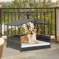 thumbnail image 2 of Gymax Wicker Dog House w/ Cushion Lounge Raised Rattan Bed for Indoor/Outdoor, 2 of 9