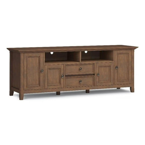 Pemberly Row Solid Wood 72"W TV Media Stand in Rustic Natural Aged Brown