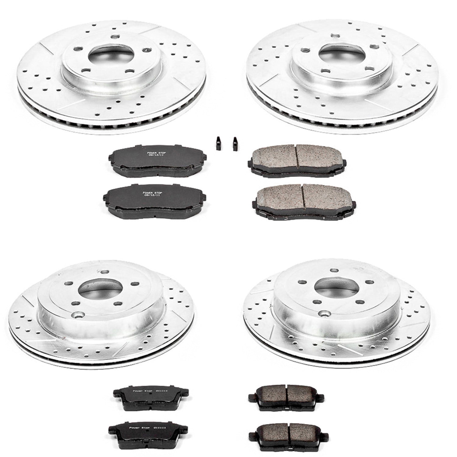 PowerStop Front and Rear Z23 Evolution Sport Carbon-Fiber Ceramic Brake Pad and Drilled & Slotted Rotor Kit Fits: FORD LINCOLN Select Models K2830