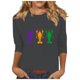 thumbnail image 2 of Xuyuer Carnival Celebration Printed Tee - Ladies' Casual Round Neck 3/4 Sleeve Loose T-Shirt for Festival Parades, Costume Parties, Colorful Street Style Wear & Masquerade Themed Outfits, 2 of 5