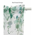 thumbnail image 5 of Spring Eucalyptus Linen Curtain Valance for Bedroom/Bathroom/Kitchen/Office/Living/Dining Room Window,Green White Watercolor Botanical Leaf Rod Pocket Topper Decorative Cafe Drapes Panel 42"x12", 5 of 6
