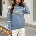 thumbnail image 6 of Women's Fair Isle Sweater Mock Neck Long Sleeve Loose Fit Casual Pullover Top, 6 of 8