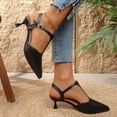 thumbnail image 6 of Aobny Heels Shoes for Women Closed Toe Heels High Heels Thin Closed Pointed Toe Shoes Peak Toe Black Soft Toe Buckle Casual Shoes for Women,Size 38, 6 of 9