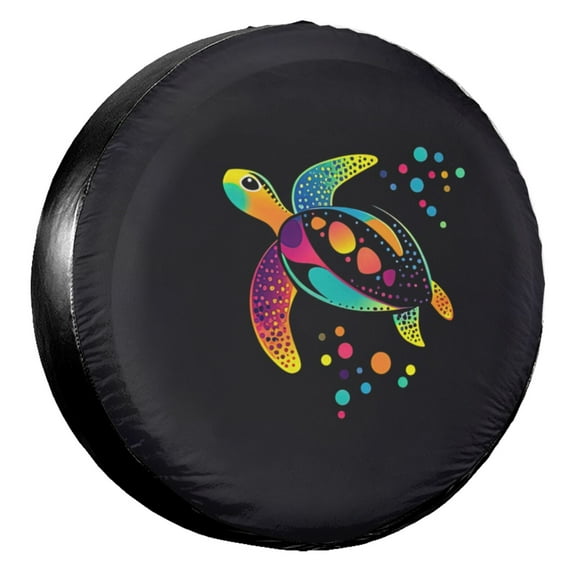 KAKALAD Colorful Line Turtle Spare Tire Cover Universal Car Vehicle Tools For Rv SUV Truck Camper Travel Trailer Accessories Buckle 14” Inch