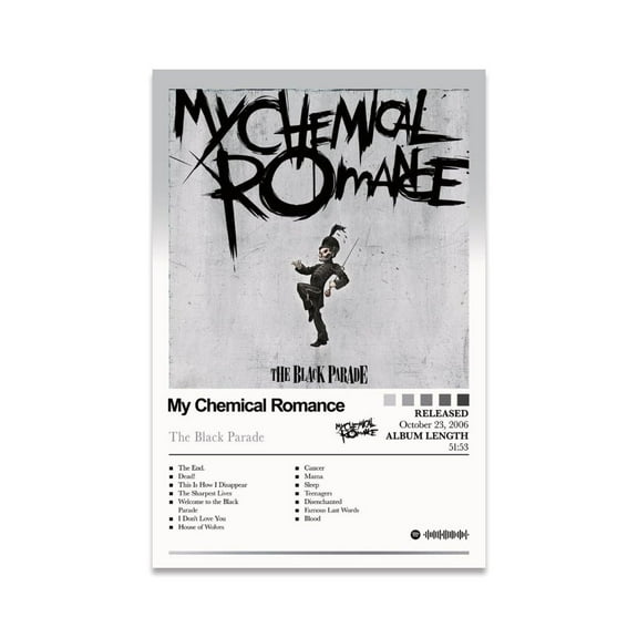 Band My Chemical Romance Poster The Black Parade Album Cover Posters for Room Aesthetic Canvas Wall Art for Bedroom, Dorm, Office, Bathroom Decor, Gift Idea