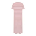 thumbnail image 5 of ZZwxWA Womens Summer Casual Midi Dress Short Sleeve Crewneck T Shirt Long Dresses Split Stripe Beach Vacation Travel Outfit, 5 of 5