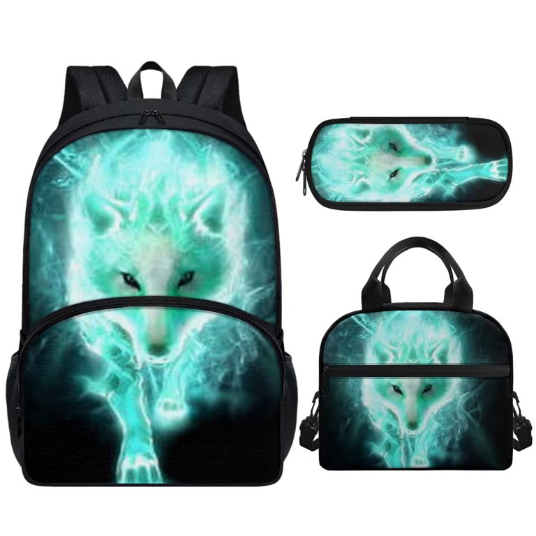 3 In 1 Dino Themed 17 Inch Backpack With Lunch Bag & Pencil Case