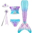 thumbnail image 1 of zocapuy Traje de baño de cola de sirena para niñas y niños Princesa Cosplay Traje de baño Conjuntos de bikini para fiesta (sin monoaleta), 1 of 4