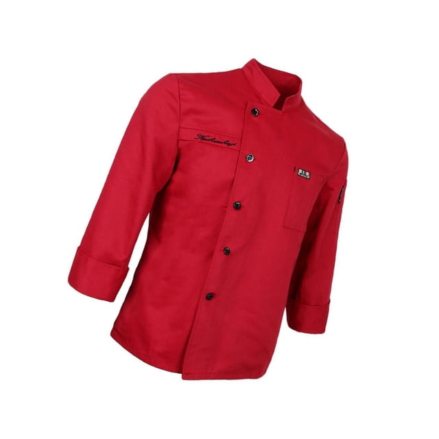 ziyahi Chef Jacket Coat Uniform Long Sleeve Hotel Kitchen Cook Apparel 2XL Red