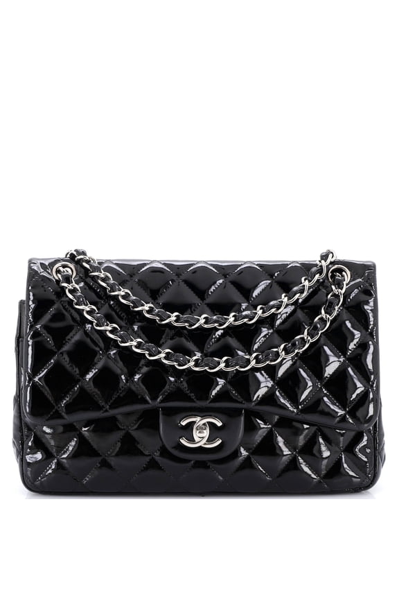 Pre-Owned Classic Double Flap Bag Quilted Patent Jumbo By Rebag