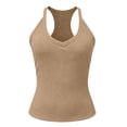 thumbnail image 7 of OIUUAK Women's Ribbed Crop Tank Tops, V Neck Racerback Camisole Summer Slim Fit Workout Yoga Gym Y2K Going Out Sleeveless 2026 Trendy Top, Khaki, 7 of 7