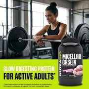 NutraBio Muscle Matrix Casein Protein Powder, Strawberry Ice Cream, 2 lbs, Slow Digesting, Non-GMO, Gluten Free