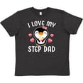 thumbnail image 3 of Inktastic I Love My Step Dad with Cute Penguin and Hearts Youth T-Shirt, 3 of 5