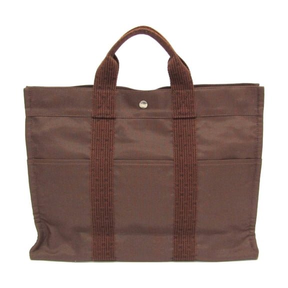 Pre-Owned Hermes Her Line MM Men,Women Polyamide,Polyester Tote Bag Brown (Good)