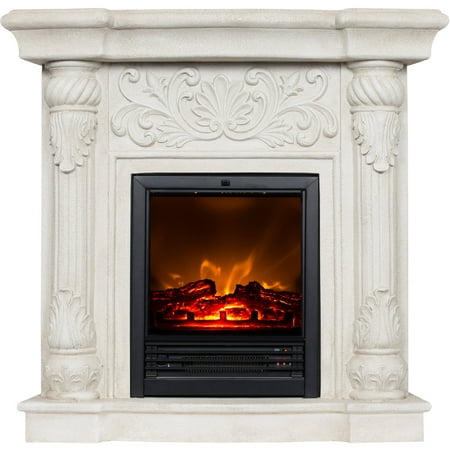 Polyfiber Electric Fireplace with 41quot; Mantle Walmart.com Polyfiber Electric Fireplace with 41quot; Mantle Walmart.com