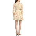 thumbnail image 3 of Women's Summer Dresses 2025 Floral Tie V Neck Semi Sheer Long Sleeve Layered Tiered Chiffon Mini Dress XS CreamYellow, 3 of 6