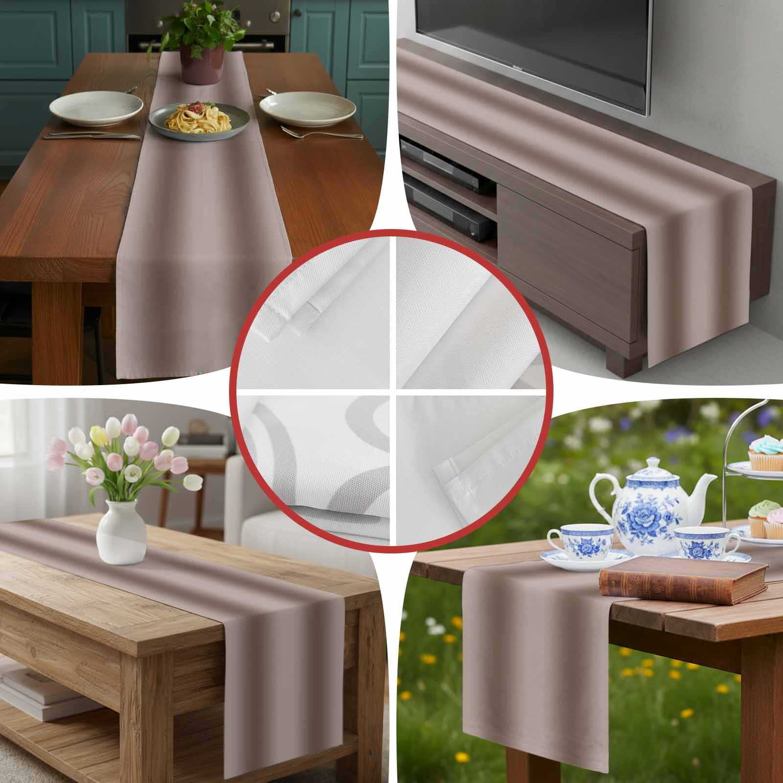Brown Ombre Table Runner 70 Inches Long,Modern Abstract Art Farmhouse Gradient Cotton Linen Table Runners Dresser Scarves,Decorative Tabletop Scarf Furniture Cover for Home Dinner Party 13"x70"