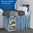 thumbnail image 3 of 36 Inch Drop Full XL Size Dorm Bed Mediterranean Blue Solid Bed Skirt Lightweight Ruffled Pattern Split Corner Premium Hotal Quality With Flexible Elastic & Fade Resistent, 3 of 7