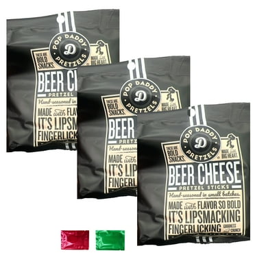 Pop Daddy Beer Cheese Pretzel Sticks 3 Oz 3 Packs, Bold Seasoned Snack Pretzels, Healthy Gourmet On the Go Snacking Lunchboxes Movie Nights Party Treat w/ 2 Snoep in Beperkte Oplage