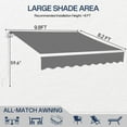 thumbnail image 4 of Ktaxon 10 x 8 Ft  Manual Retractable Patio Awning,  Adjustable Outdoor Awing Sunshade Shelter with Aluminum Alloy,  280g/m² UV & Water-Resistant Fabric for Deck, Balcony - Gray, 4 of 9