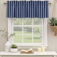thumbnail image 2 of Navy Blue Striped Curtain Valances for Windows, Kitchen Valance Window Treatments Panel 2 Pack, Navy Blue White Farmhouse Stripes Rod Pocket Short Curtains for Bathroom Bedroom 60 x 18 Inch, 2 of 8