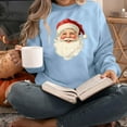 thumbnail image 5 of asdoklhq Christmas Crew Neck Sweatshirts Women's Round Neck Printed Loose Fitting Long Sleeve Hoodless Sweatshirts Light Blue 2X, 5 of 7