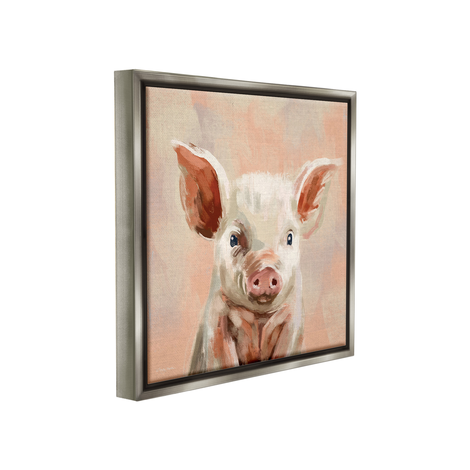 Stupell Industries Traditional Piglet Painting Animals & Insects Painting Gray Floater Framed Canvas Art Print Wall Art, 25 x 25