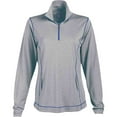 thumbnail image 2 of Page & Tuttle  Womens Coverstitch Heather Mock Neck Long Sleeve 14 Zip   Casual Athletic Outerwear Athletic  Quarter Zip, 2 of 2