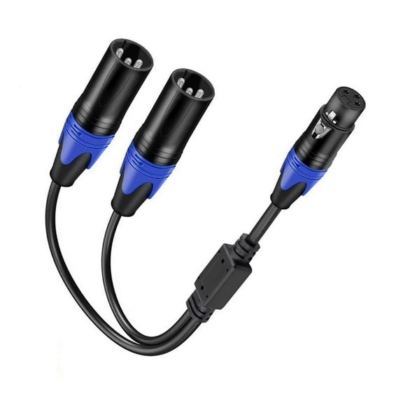 XLR Splitter Cable, 1 XLR Female to 2 XLR Male Y Cable Balanced Microphone Splitter Cord Audio Adaptor 1Pack,1 x XLR Splitter Cable,Black&Blue