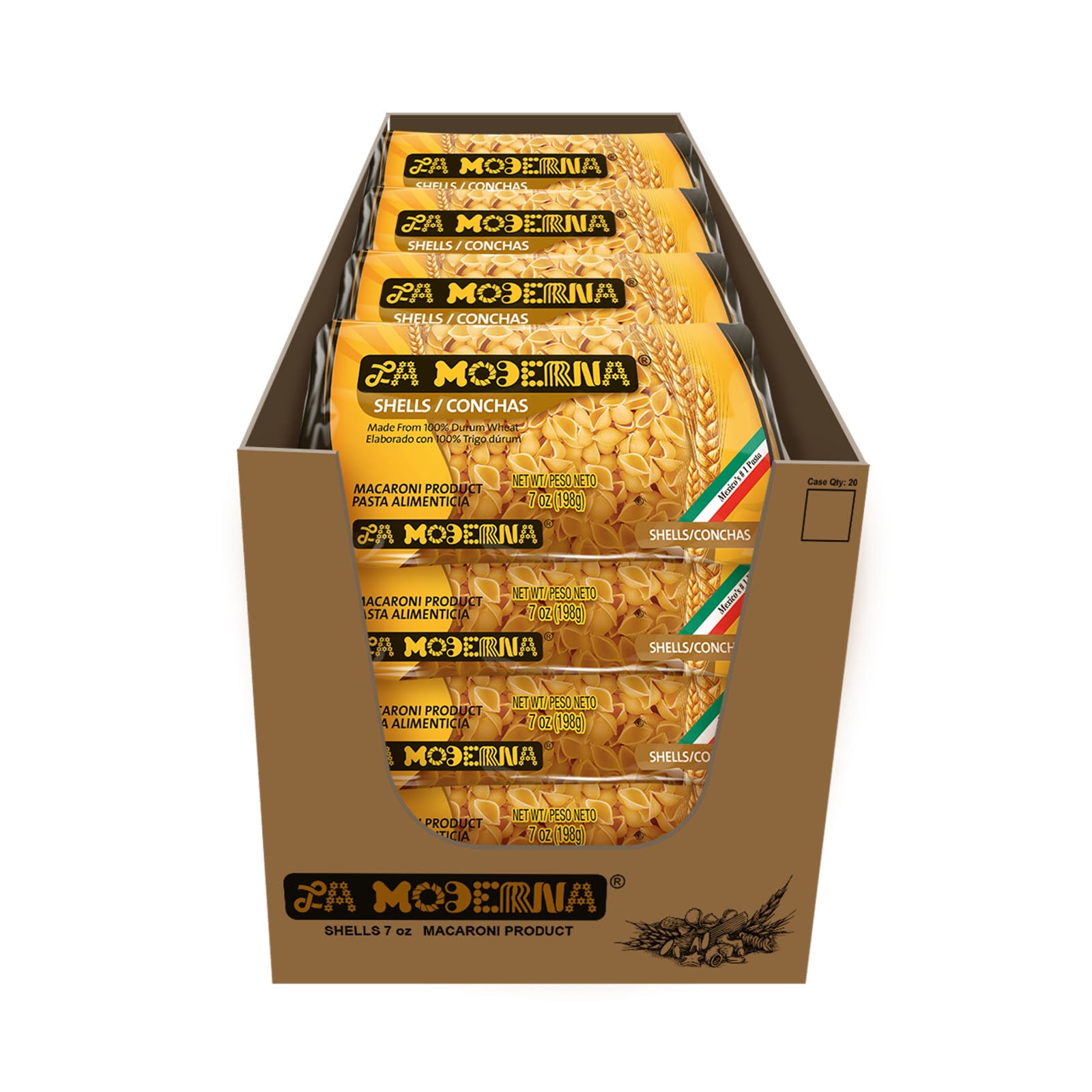 (20 pack) La Moderna Shells Macaroni Pasta, 7.05 oz