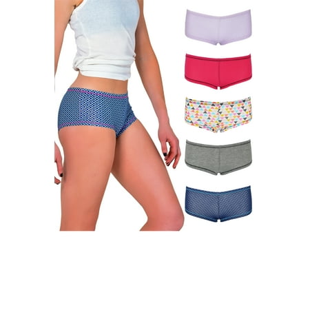 Emprella Womens Underwear Boyshort Panties - 5 Pack Colors and Patterns May