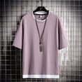 thumbnail image 2 of Wyzesi Mens Cardigan Sweaters Long Button Mens Short Sleeved T Shirt Summer Mens Cotton Half Sleeved T Shirt Korean Version Of Solid Color Crew Neck Base Shirt Mens Cardigan Sweaters, 2 of 4