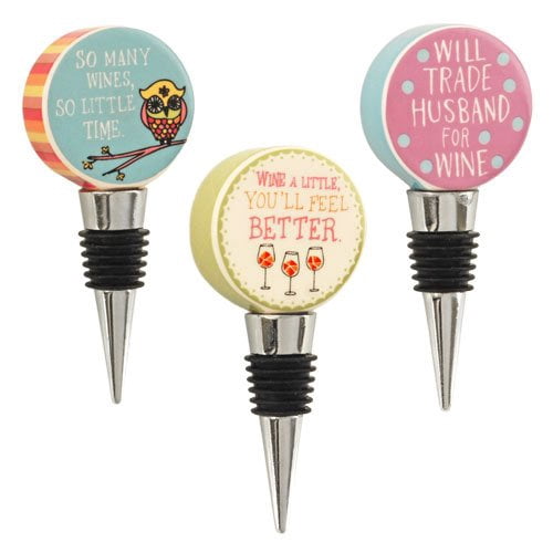 Funny Wine Bottle Stopper, Illustrated Decorative Reusable Novelty