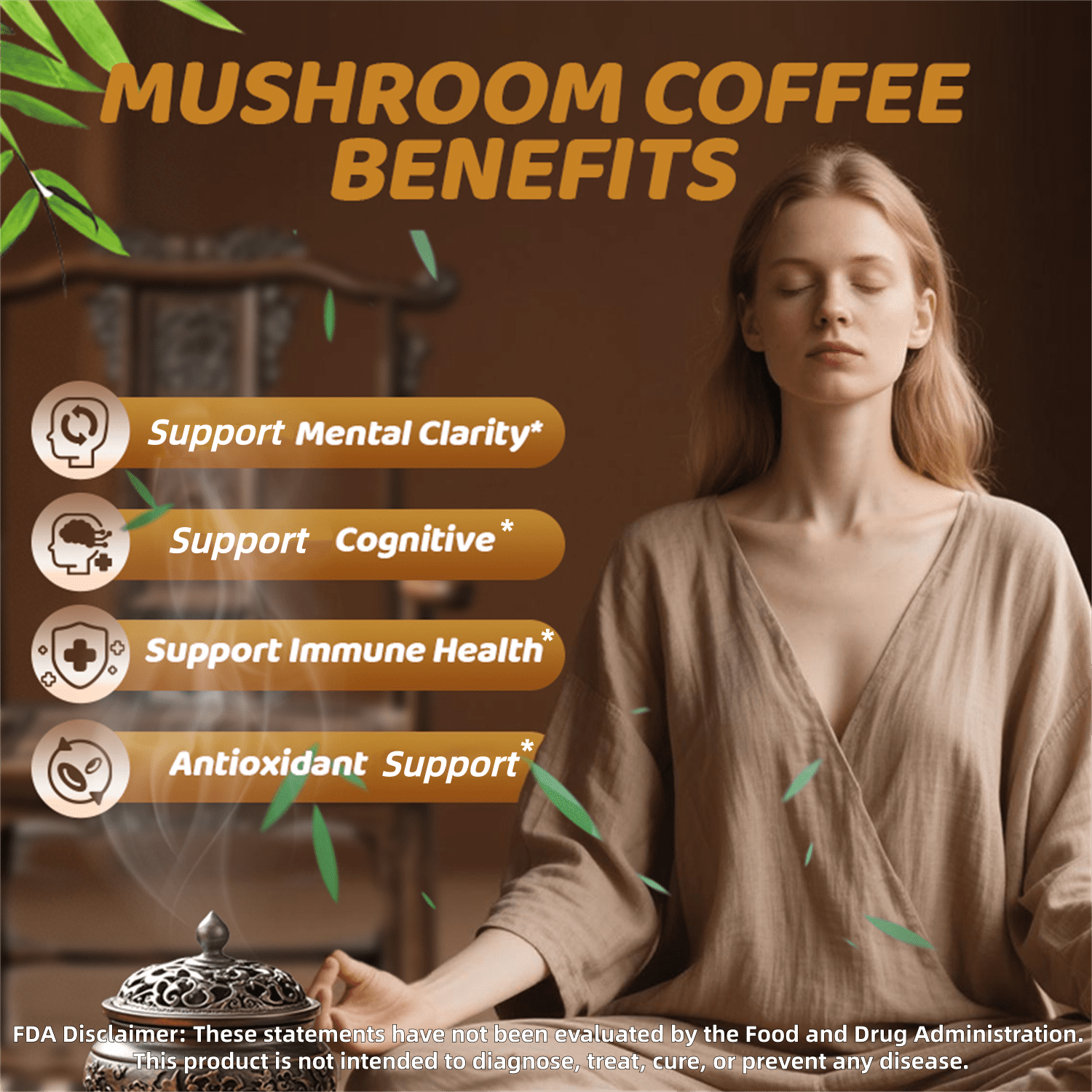 Mulittea Mushroom Coffee with Ashwagandha & Collagen – Lion's Mane, Cordyceps & Chaga Blend for Energy & Immune Support, Focus & Mental Clarity - Sugar-Free Instant Coffee Powder -100 Servings