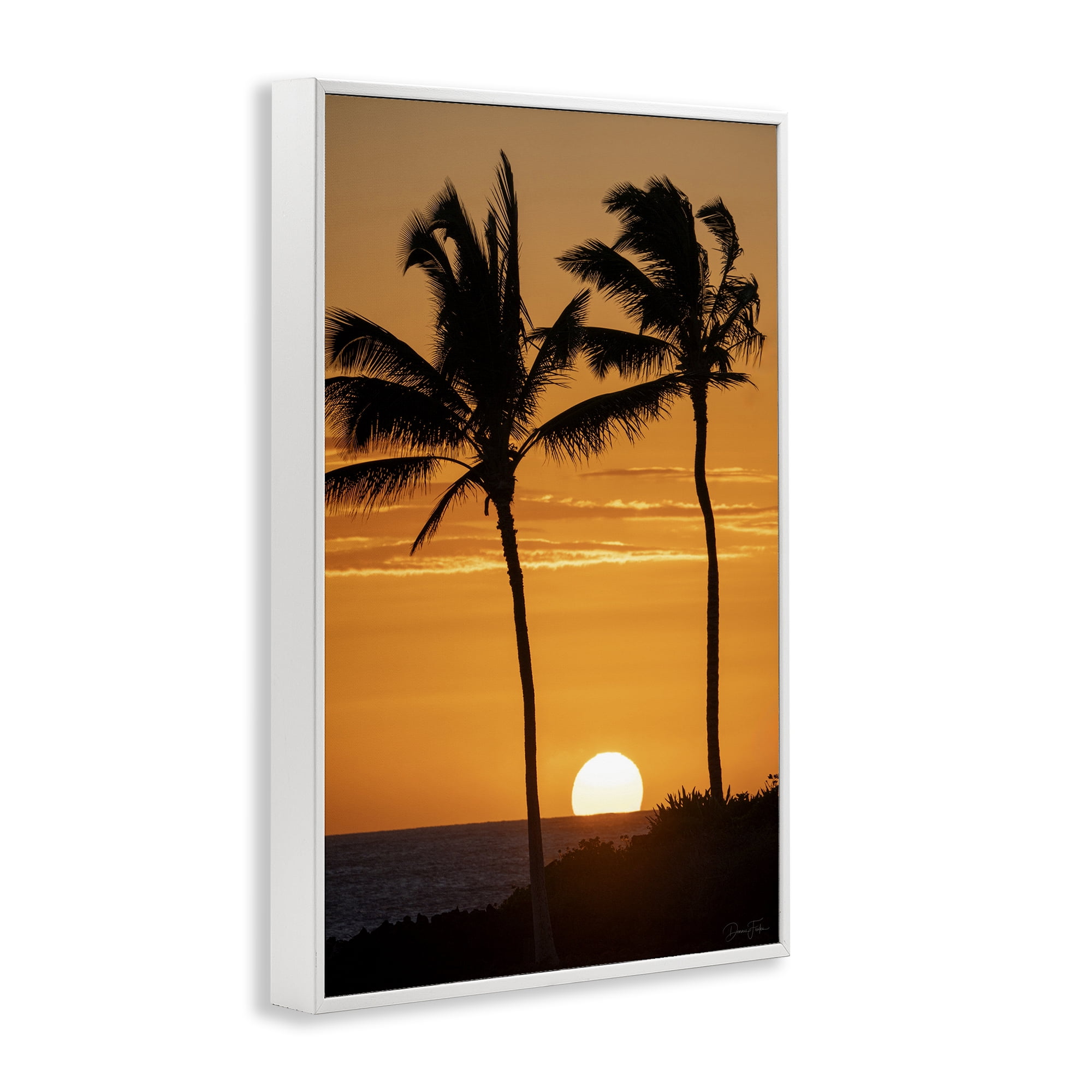 Stupell Industries Sunset Through Palm Trees White Framed Giclee Art, design by Dennis Frates