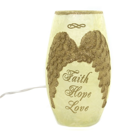 Stony Creek 7.25In Angel Wings Pre-Lit Med Vase, Glass, Hope Love Faith Heart Awo9205 Faith
