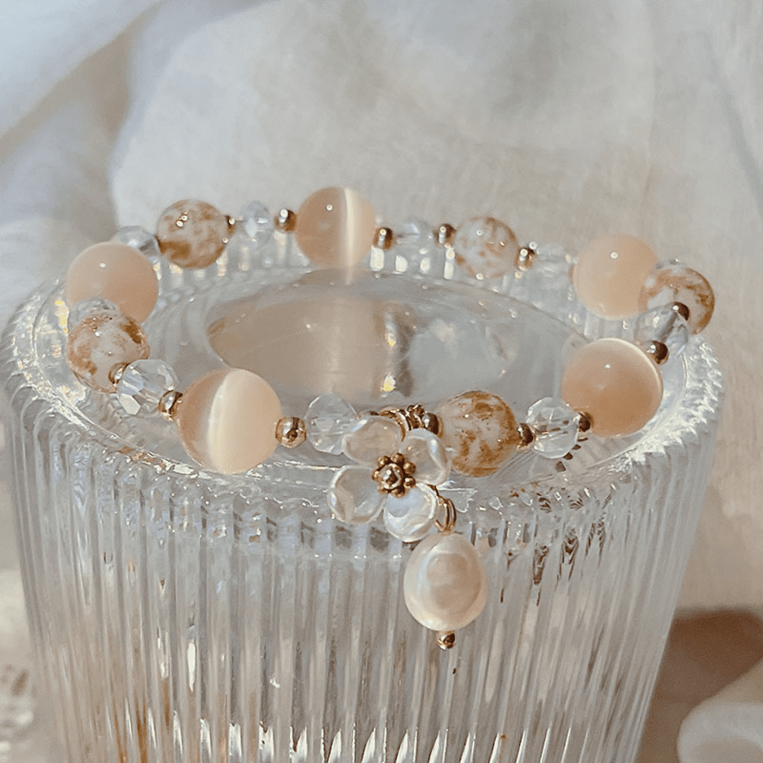 Korean Fashion White Pearl Cute Heart natural Crystal bracelet | eBay