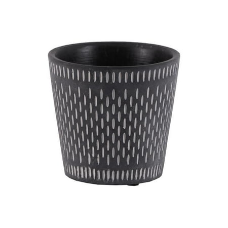 

Cement Round Pot with Oblong Design Body & Tapered Bottom - Black