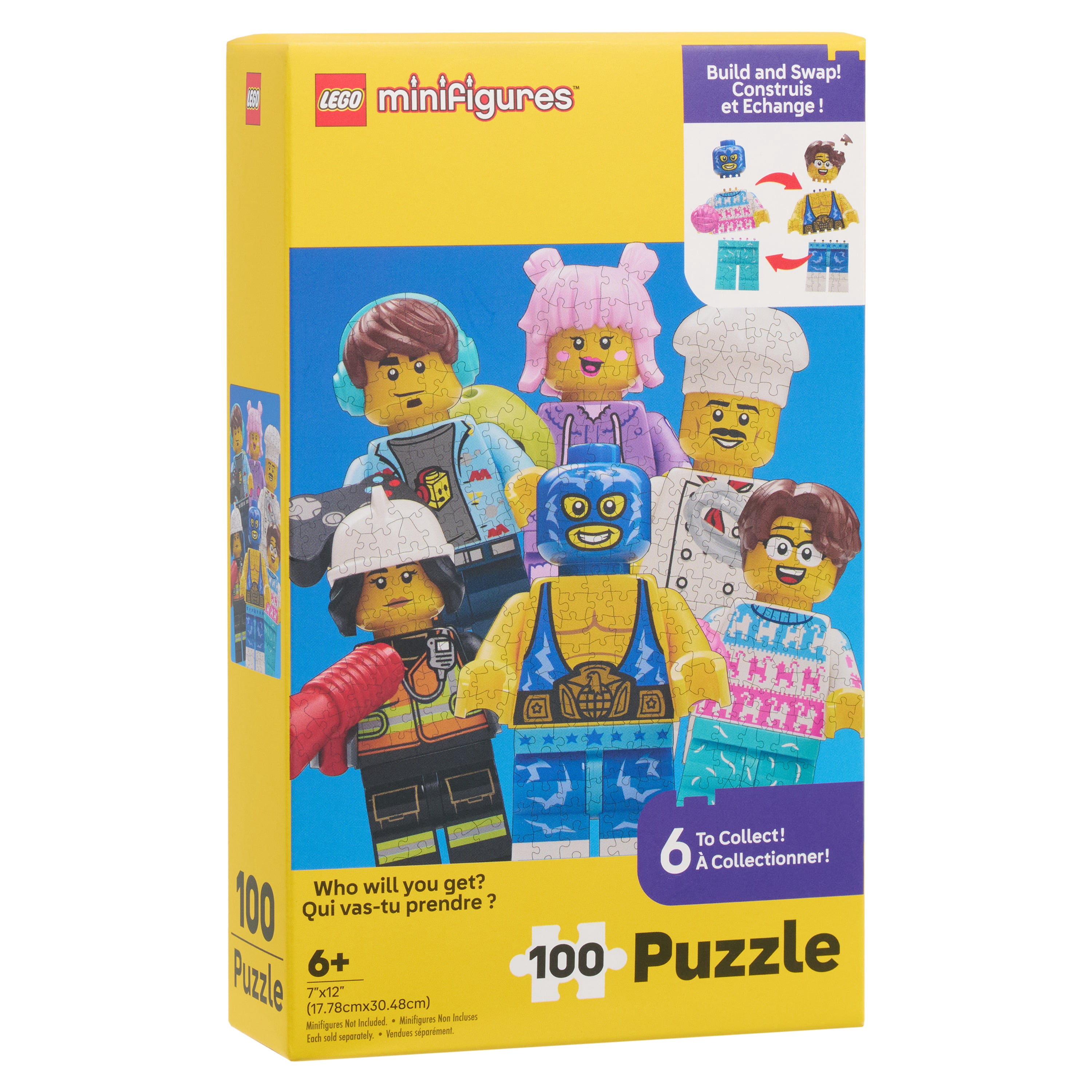 LEGO® Minifigures Blind Puzzle, 100 Pieces, 1 Puzzle Per Package, 6 to Collect, Build and Swap Shaped Minifigure Puzzle